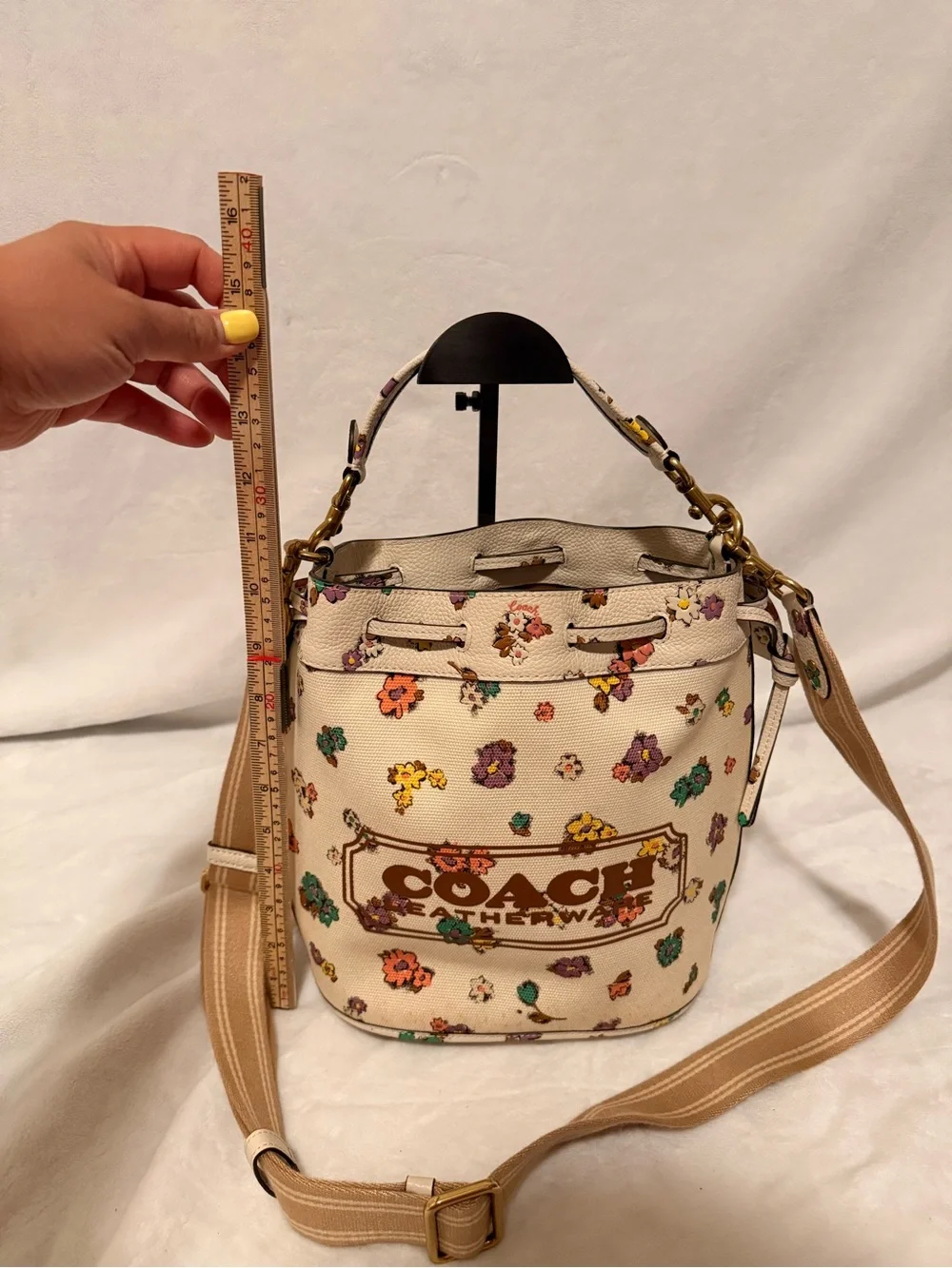 Coach Field Bucket Bag with Cross Stitch Floral Print - Chalk Multi